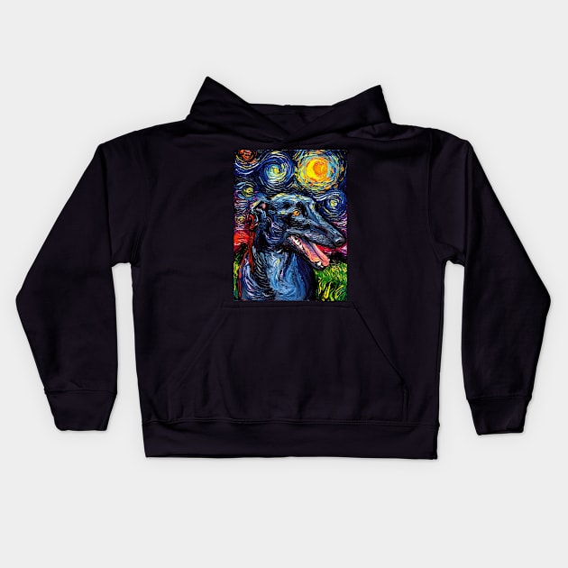 Greyhound Night Kids Hoodie by sagittariusgallery